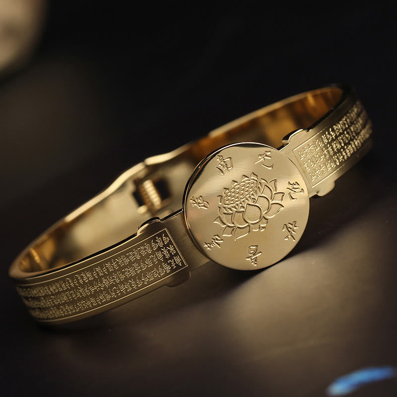 Brazalete de armonía de acero de titanio con Buddha Stones Yin Yang Lotus Om Mani Padme Hum Mantra