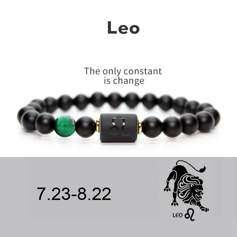 Pulsera Ajustable de Ónix Negro 12 Constelaciones del Zodíaco Buddha Stones