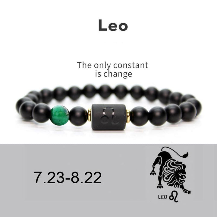Pulsera Ajustable de Ónix Negro 12 Constelaciones del Zodíaco Buddha Stones
