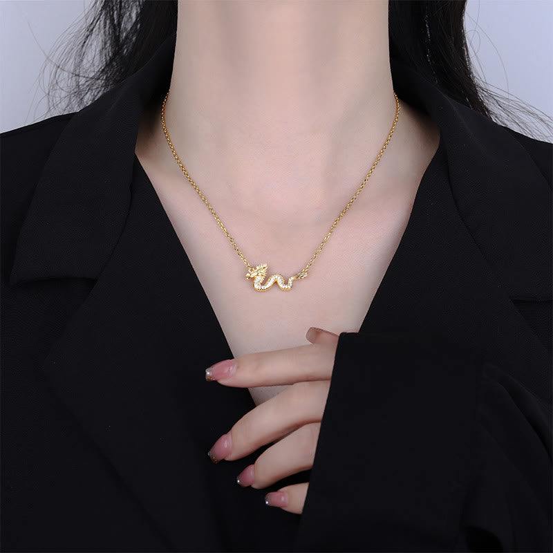 Buddha Stones de Plata de Ley 925, colgante de cadena de la suerte del Año del Dragón, dragón dorado auspicioso - image 3