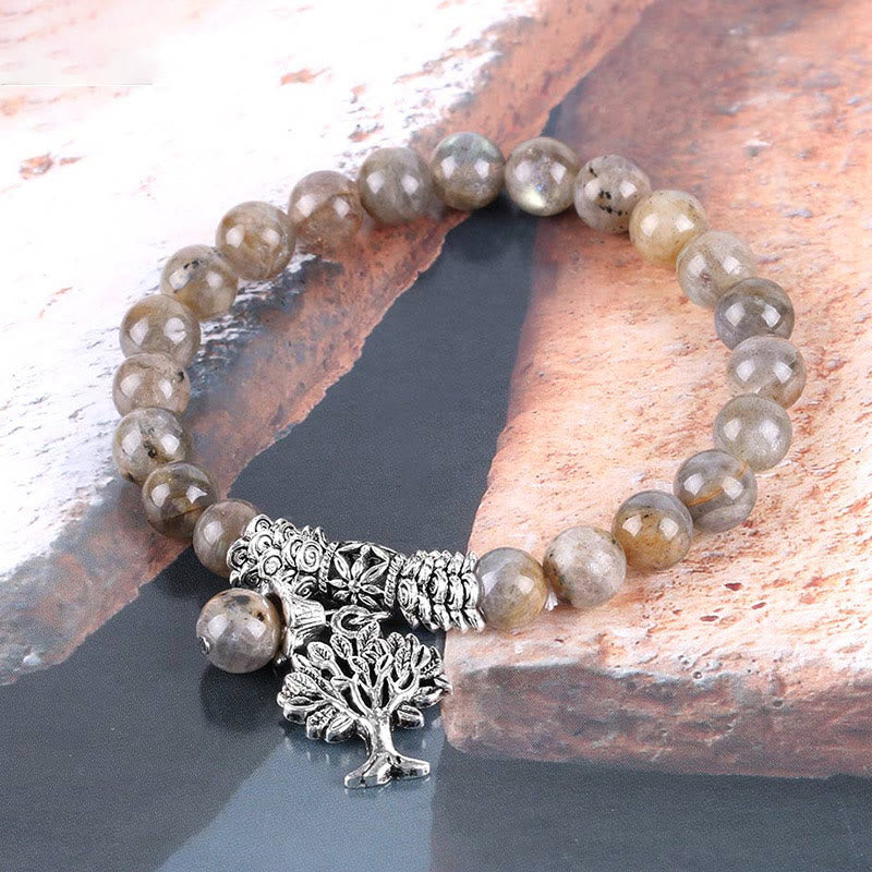 Pulsera elástica con amuleto de la suerte, árbol de la vida, Buddha Stones