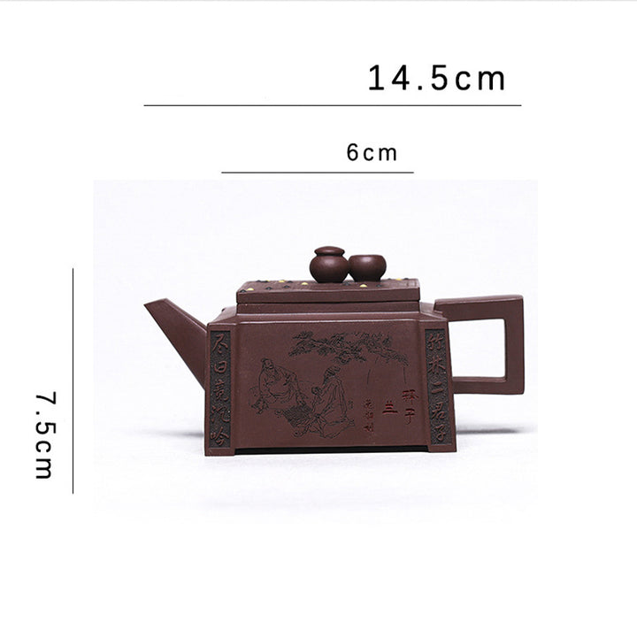 Buddha Stones Yixing, todo hecho a mano, Gomoku, juego de ajedrez, tetera cuadrada de Kung Fu de arcilla púrpura, 280ml