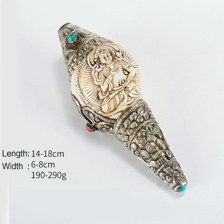 Decoración positiva de la riqueza de la concha de Buda Shankha grabada hecha a mano tibetana