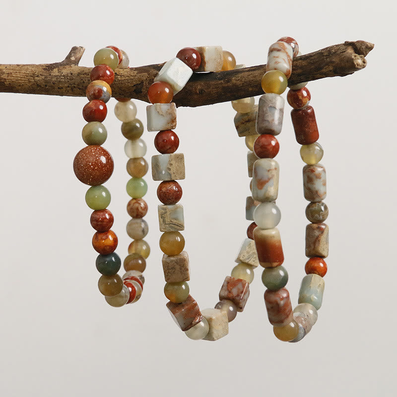 Pulsera de protección de ágata jaspe de sedimento marino de piedra natural de Buddha Stones
