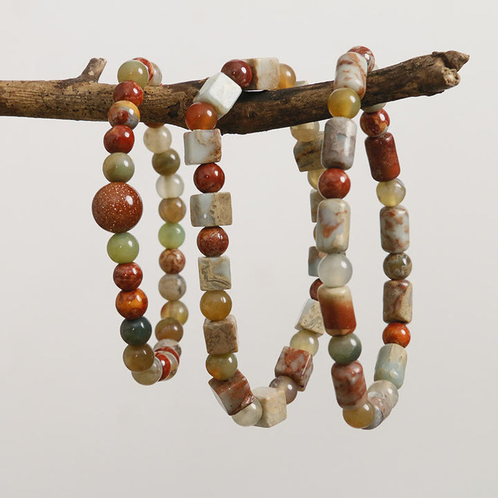 Pulsera de protección de ágata jaspe de sedimento marino de piedra natural de Buddha Stones
