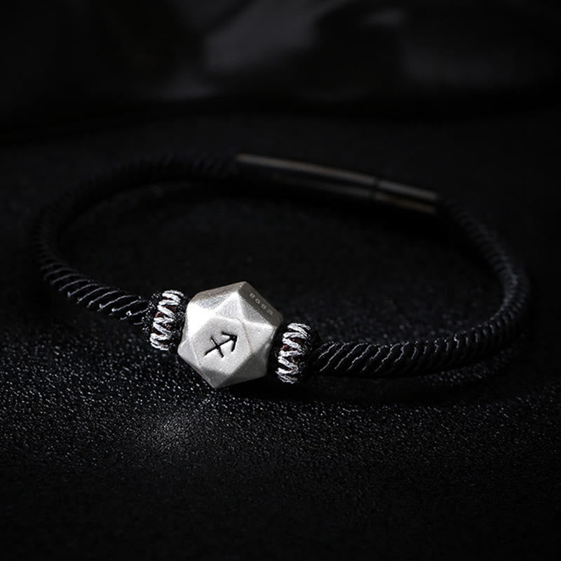 Pulsera de hilo hecha a mano con protección de las 12 constelaciones del zodíaco de plata de ley 999 con Buddha Stones