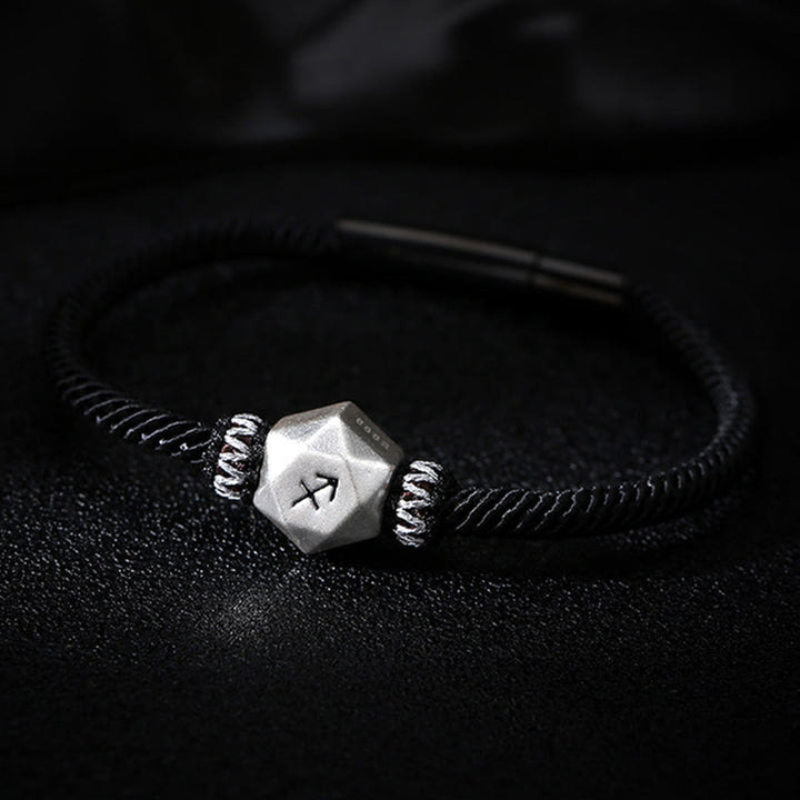 Pulsera de hilo hecha a mano con protección de las 12 constelaciones del zodíaco de plata de ley 999 con Buddha Stones
