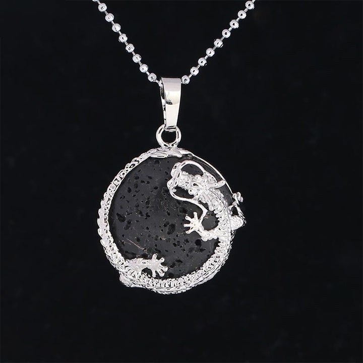 Colgante de collar de energía curativa de cristal de cuarzo Natural de dragón chino con Buddha Stones - Piedra de lava - image 11