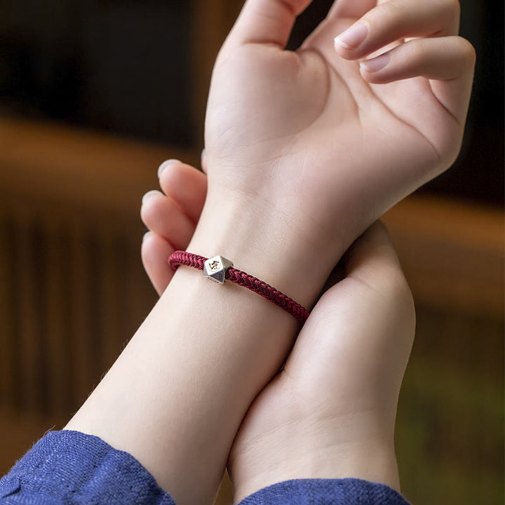 Pulsera de cuerda trenzada de protección de la suerte de Buda natal hecha a mano de plata de ley 925 con Buddha Stones - image 6