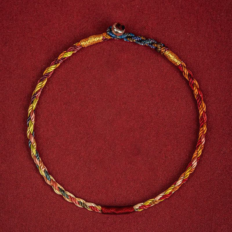Pulsera hecha a mano con Buddha Stones, hilo de cinco colores, suerte, pareja, niño y adulto