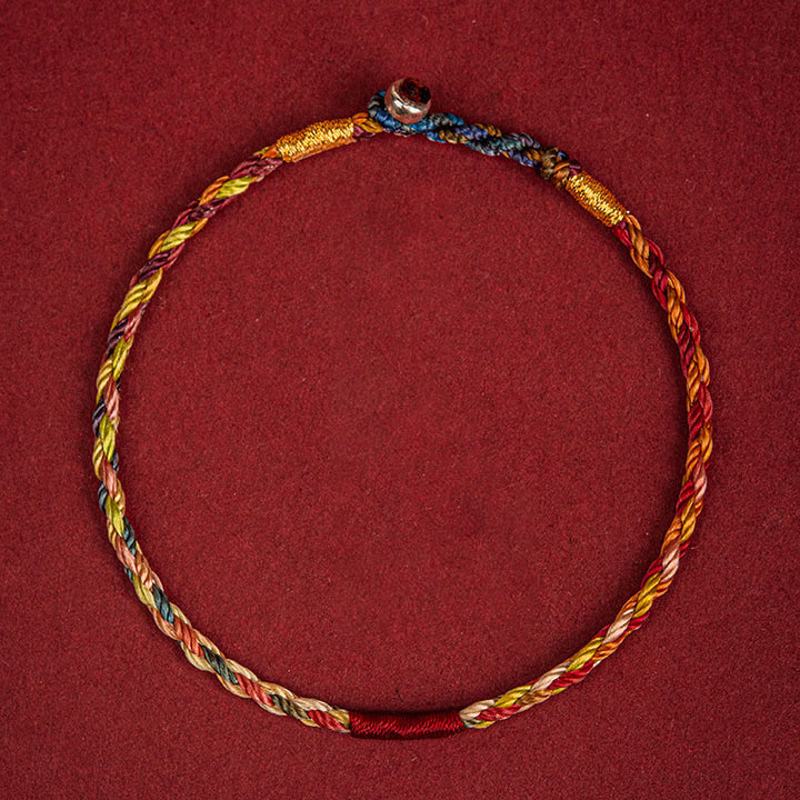 Pulsera hecha a mano con Buddha Stones, hilo de cinco colores, suerte, pareja, niño y adulto