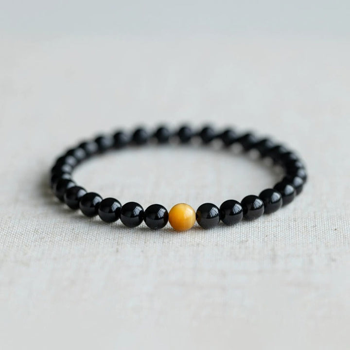Pulsera de amor positivo con ojo de tigre y obsidiana arcoíris natural con Buddha Stones