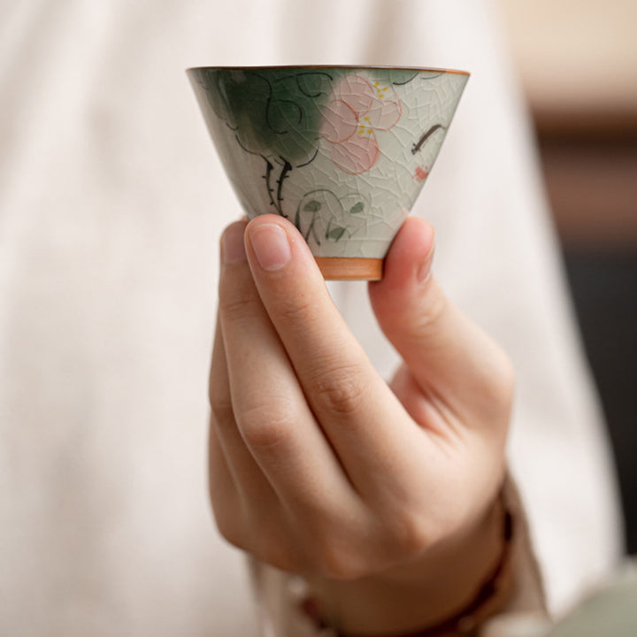 Taza de té de cerámica con Buddha Stones , barco caqui, pez Koi, loto, taza de té de Kung Fu, 50ml