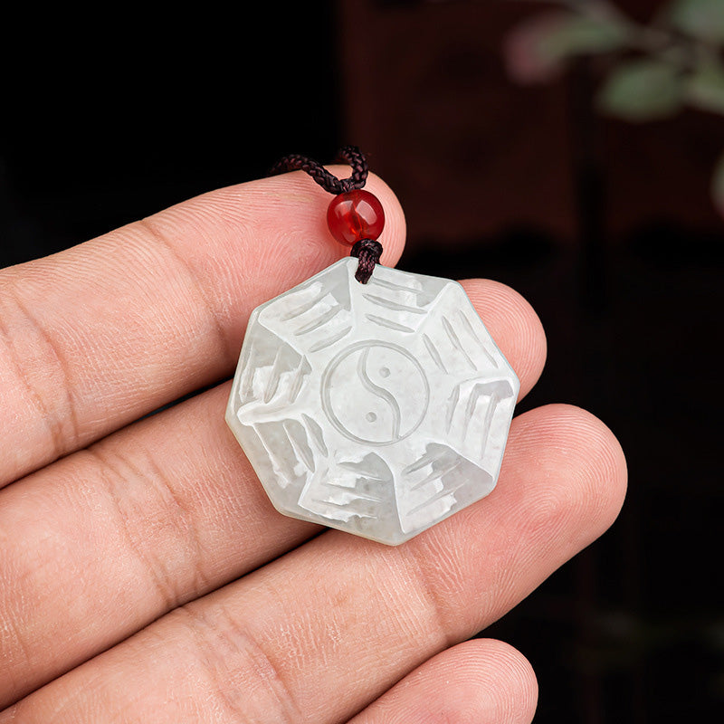 Colgante de collar de suerte de jade natural Bagua Yin Yang - image 4