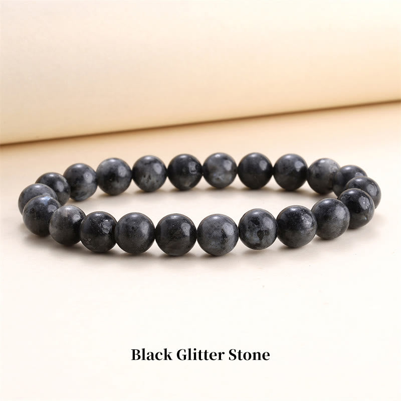 Pulsera de cuentas curativas de cuarzo con piedra natural de piedras de Buddha Stones - 8 mm - Piedra negra brillante - image 46