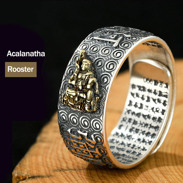 Anillo ajustable de la suerte de la riqueza de Buda Natal del zodiaco chino de Buddha Stones de Buda