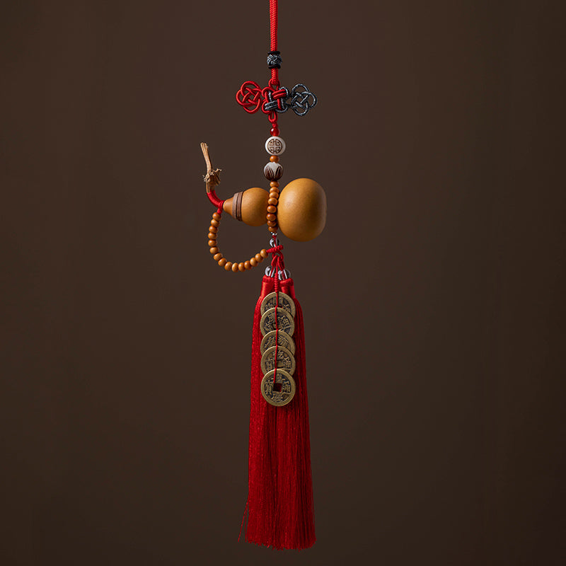 Buddha Stones, monedas Feng Shui, calabaza, nudo chino, monedas de la suerte, cinco emperadores, dinero, riqueza, decoración de borlas