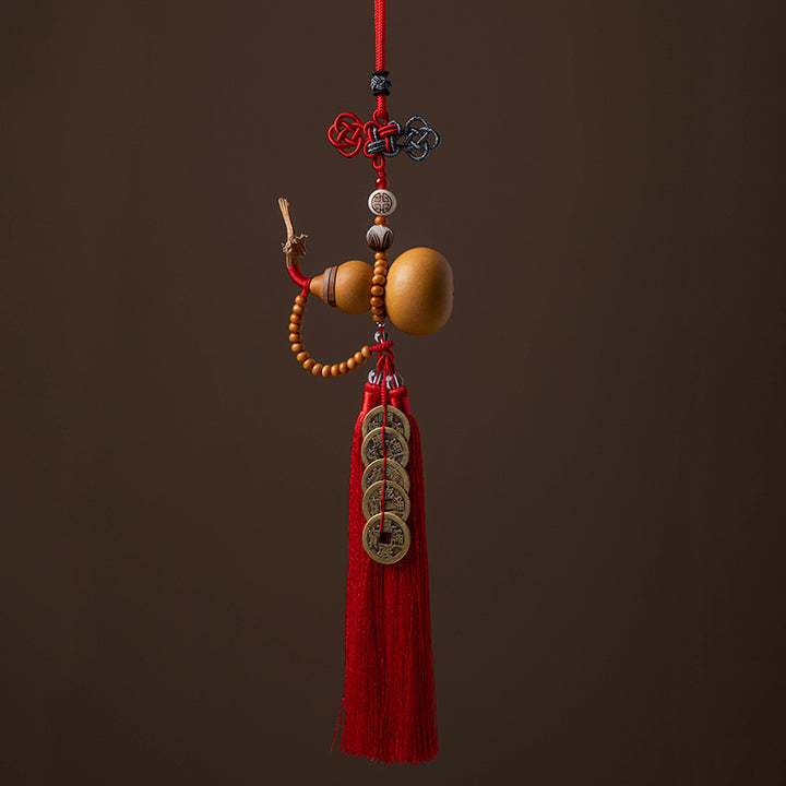 Buddha Stones, monedas Feng Shui, calabaza, nudo chino, monedas de la suerte, cinco emperadores, dinero, riqueza, decoración de borlas