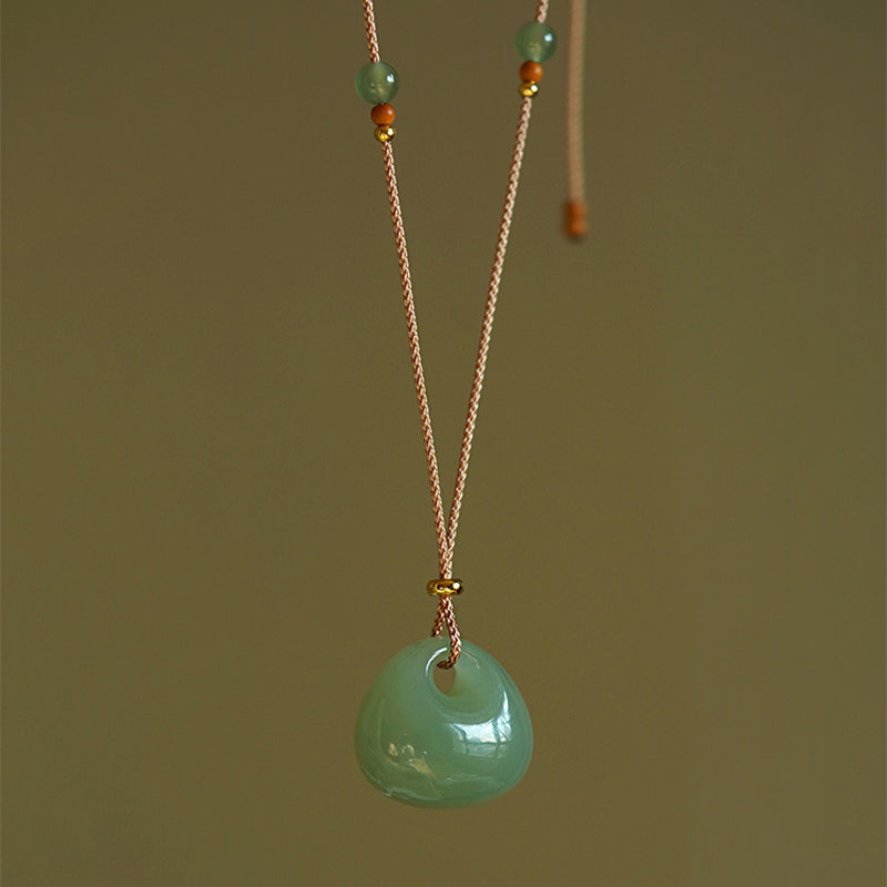 Colgante de collar de prosperidad de la suerte de jade natural con Buddha Stones (color aleatorio)