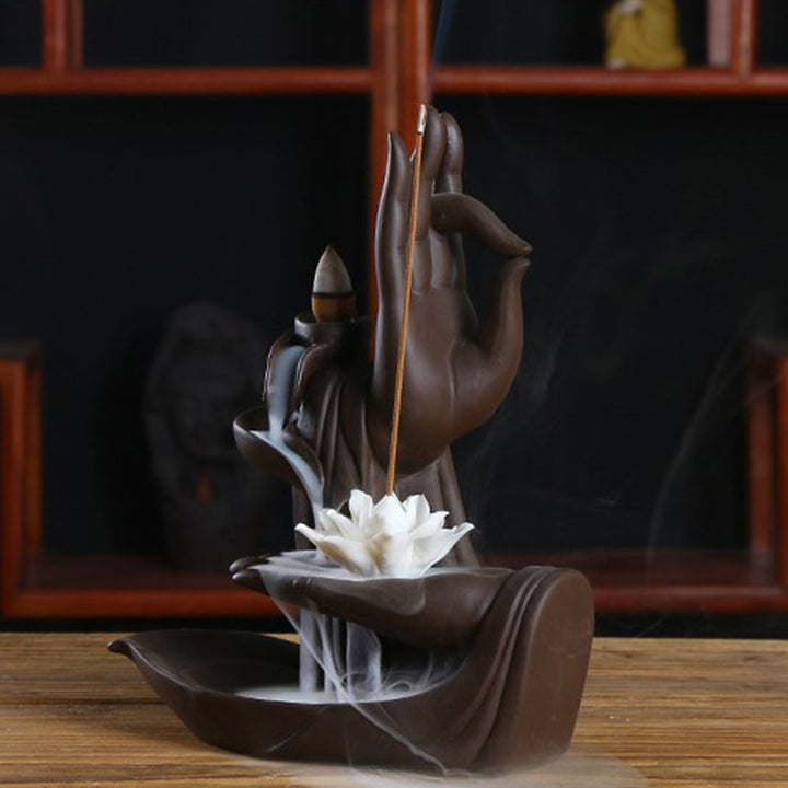 Quemador de incienso con bendición de loto tibetano, Buddha Stones , decoración
