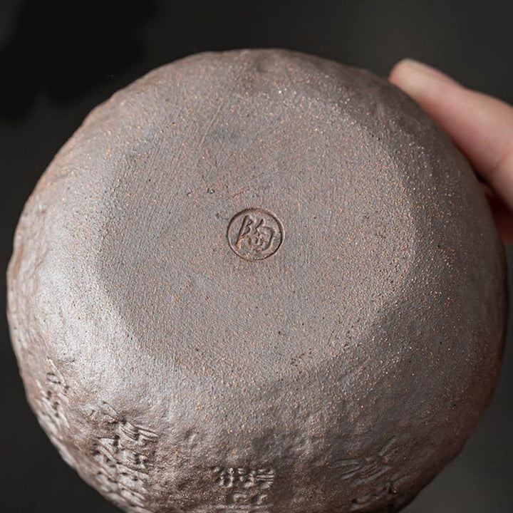 Taza de té de cerámica grabada con Sutra del corazón de Buddha Stones, taza de té de Kung Fu de 130ml