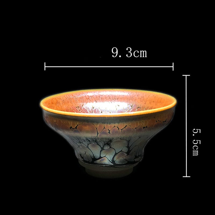 Taza de té de cerámica Jianzhan chino con diseño de manchas doradas y piedras de Buddha Stones , tazón de taza de té de Kung Fu con caja de regalo