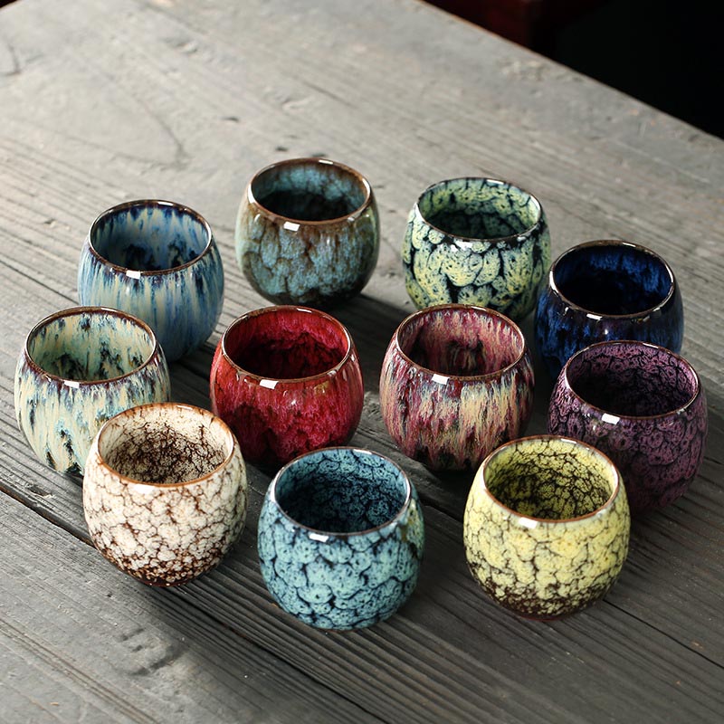 Buddha Stones Simple multicolor cambio de horno chino Jianzhan taza de té de cerámica Kung Fu taza de té 110ml