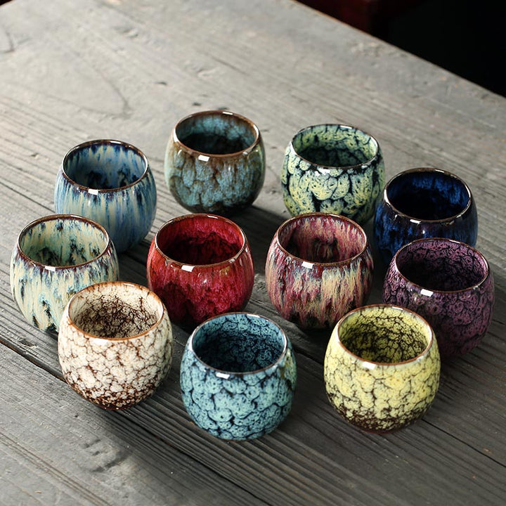 Buddha Stones Simple multicolor cambio de horno chino Jianzhan taza de té de cerámica Kung Fu taza de té 110ml