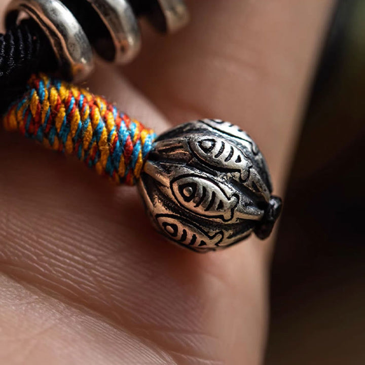 Pulsera de doble envoltura con amuleto tallado Om Mani Padme Hum tibetano con Buddha Stones