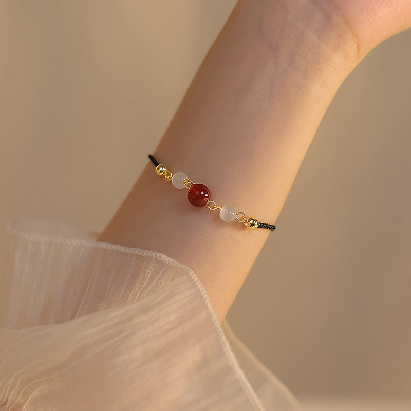 Pulsera de confianza con hilo trenzado y ojo de gato de ágata roja con Buddha Stones - Ágata roja y cordón negro (tamaño de la pulsera: 15 + 5 cm) - image 6