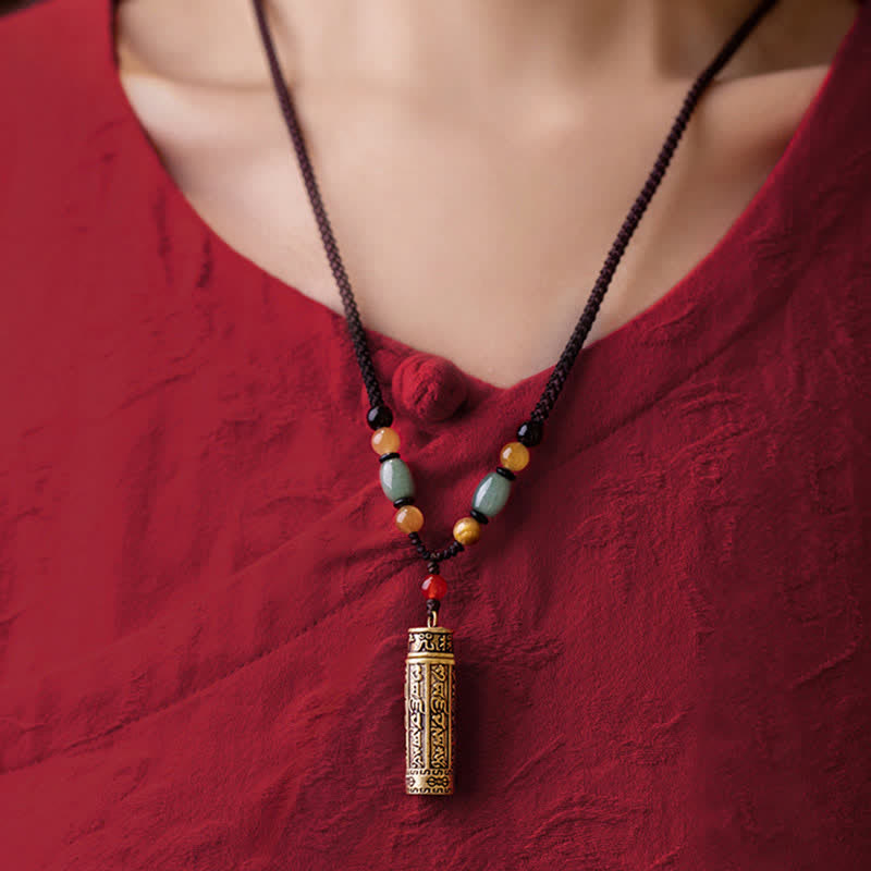 Buddhastoneshop Tibet Om Mani Padme Hum Ágata Shurangama Sutra Collar de protección colgante - image 6