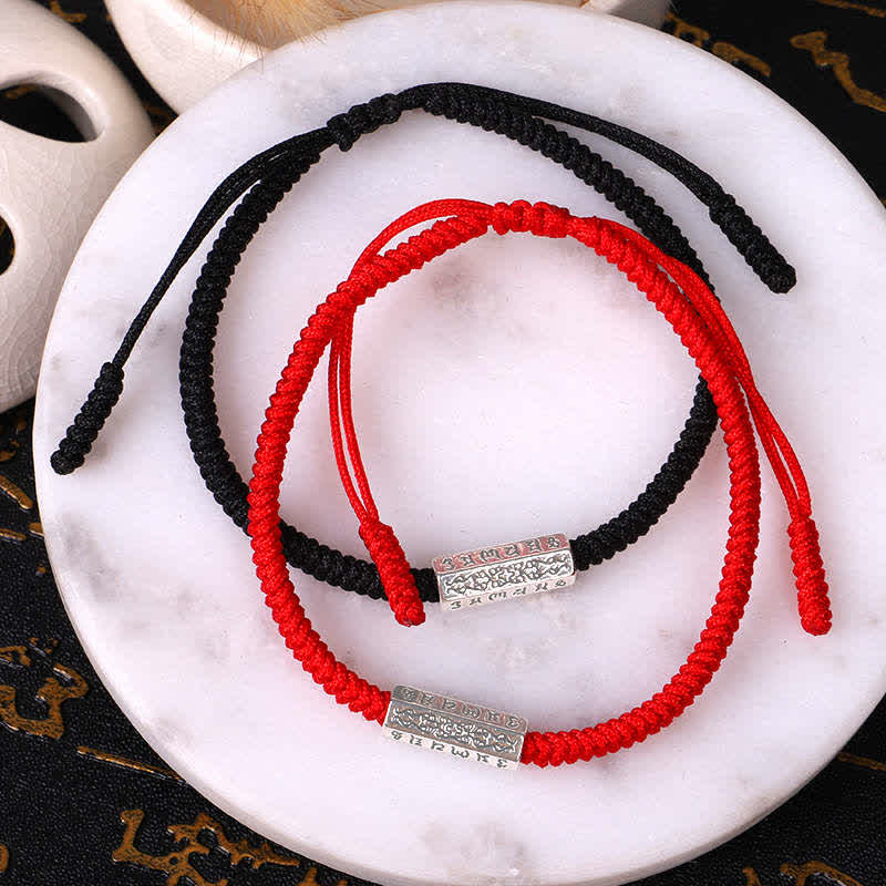 Pulsera de hilo rojo con Buddha Stones Om Mani Padme Hum, protección de la suerte