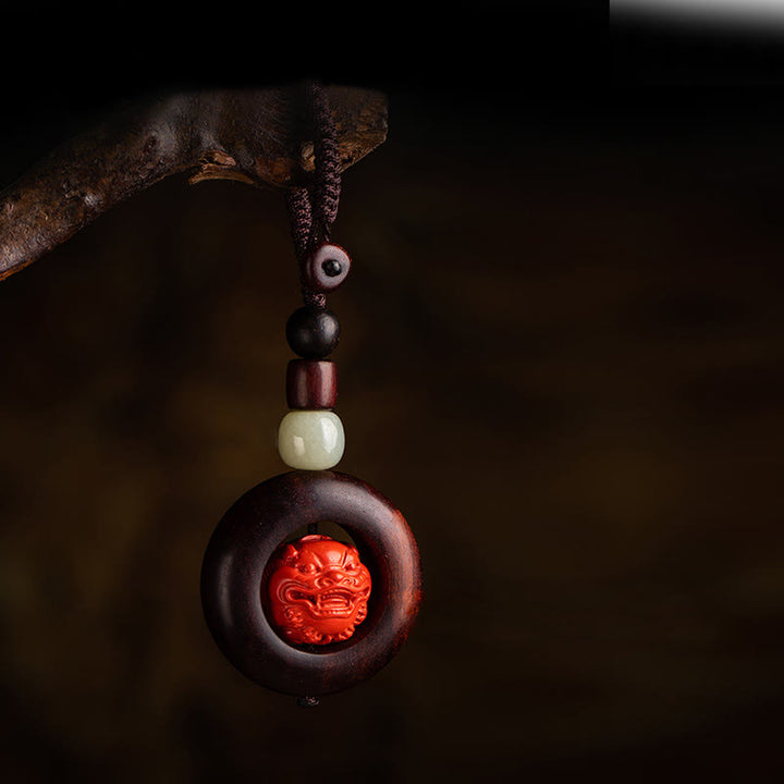 Buddha Stones Tíbet Om Mani Padme Hum PiXiu moneda de cobre hoja pequeña sándalo rojo cinabrio protección llavero