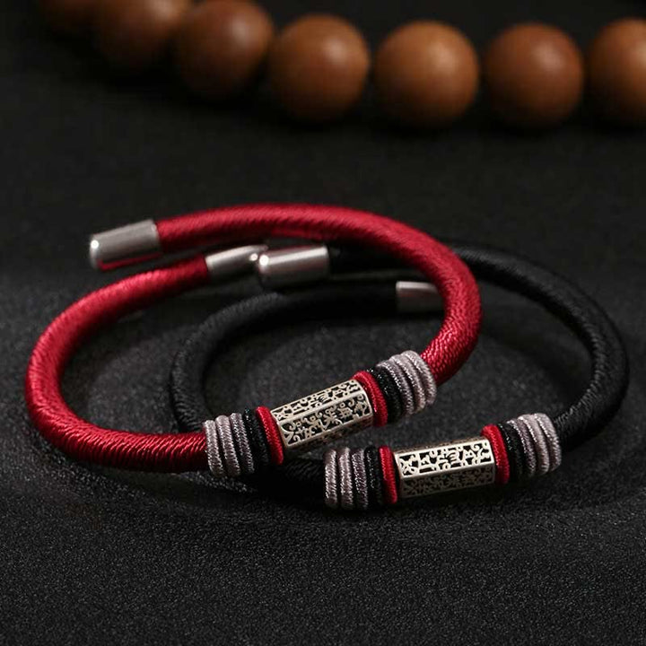 Pulsera de hilo rojo de la paz de Om Mani Padme Hum de plata de ley 925 con Buddha Stones