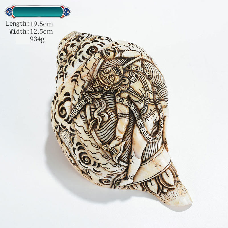 Concha tibetana hecha a mano grabada Shankha Buddha Avalokitesvara, decoración de riqueza - Buda Vajrayogini 19,5*12,5 cm - image 31