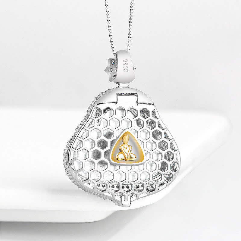 Collar con colgante de cadena de acero y titanio con Buddha Stones sonriente, jade natural, suerte y abundancia. - image 2