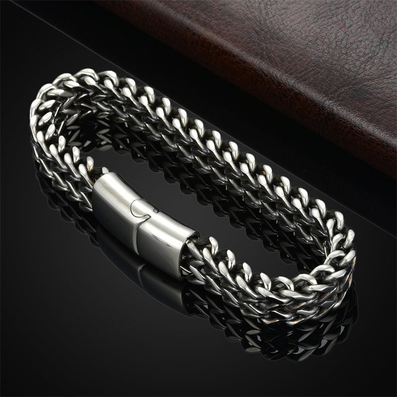 Brazalete de pulsera de equilibrio de acero de titanio con hebilla magnética de escamas de pescado de Buddha Stones