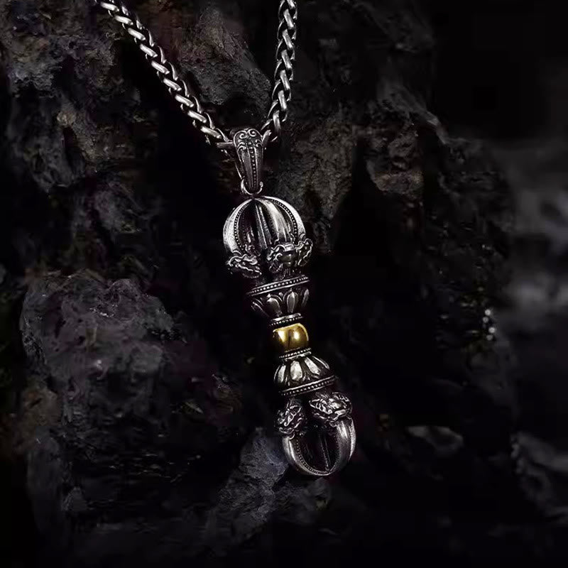 Colgante de collar de riqueza con diseño tibetano Dorje Vajra de Buddha Stones
