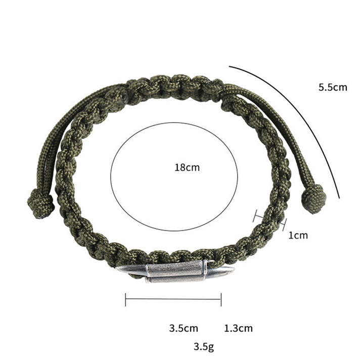 Pulsera de cuerda trenzada con diseño de bala de plata de ley 925 con Buddha Stones