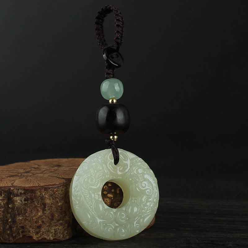 Llavero con hebilla de paz de Jade PiXiu, Buddha Stones , abundancia y riqueza