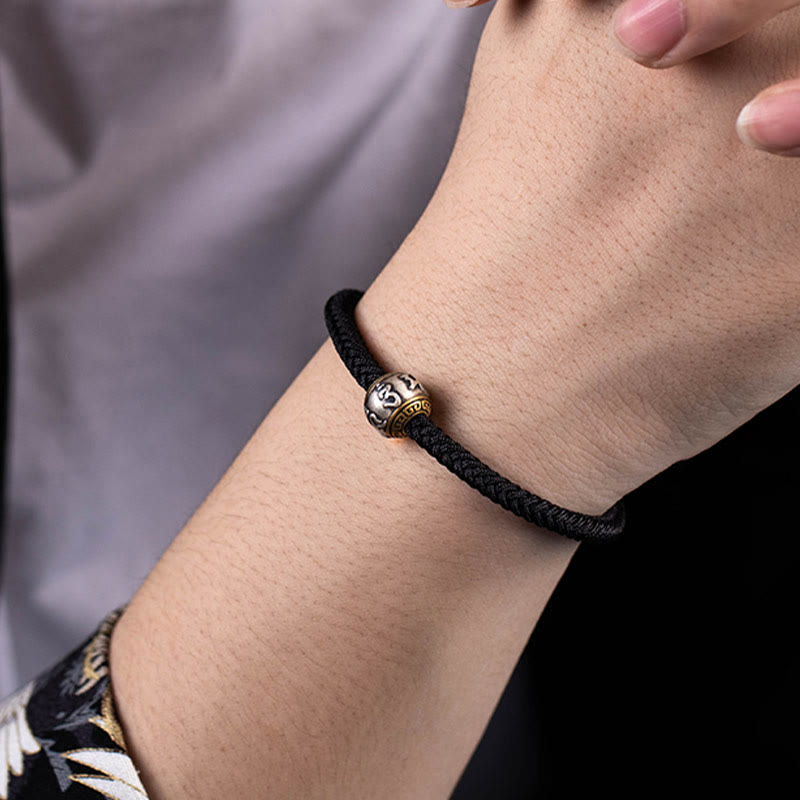 Pulsera trenzada con nudo de King Kong, hecha a mano, de Plata de Ley 925 con Buddha Stones , Om Mani Padme Hum, protección de la suerte, Tíbet