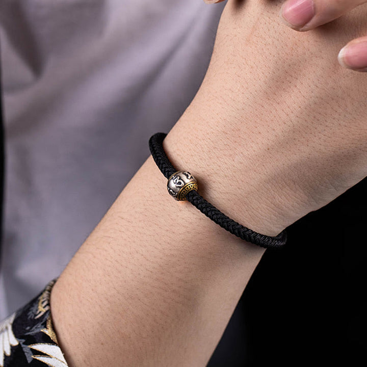 Pulsera trenzada con nudo de King Kong, hecha a mano, de Plata de Ley 925 con Buddha Stones , Om Mani Padme Hum, protección de la suerte, Tíbet