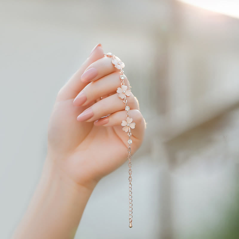 Pulsera de cadena de amor con trébol de cuatro hojas y cristal rosa con Buddha Stones - image 8