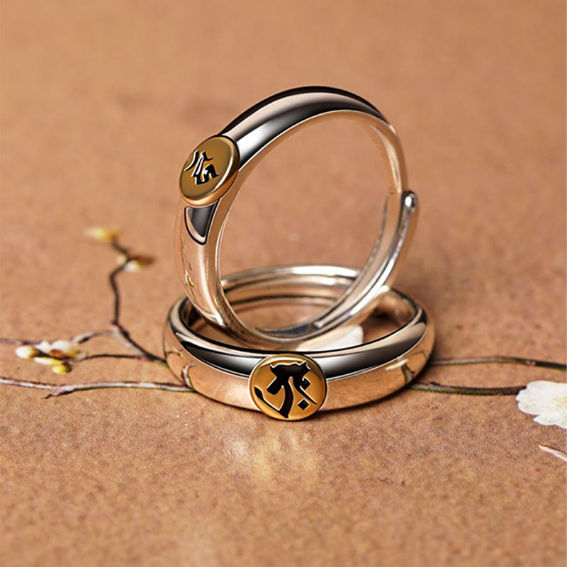 Anillo de paz de Buda Natal con Buddha Stones de Buda tibetanas Om Mani Padme Hum talladas del zodíaco chino