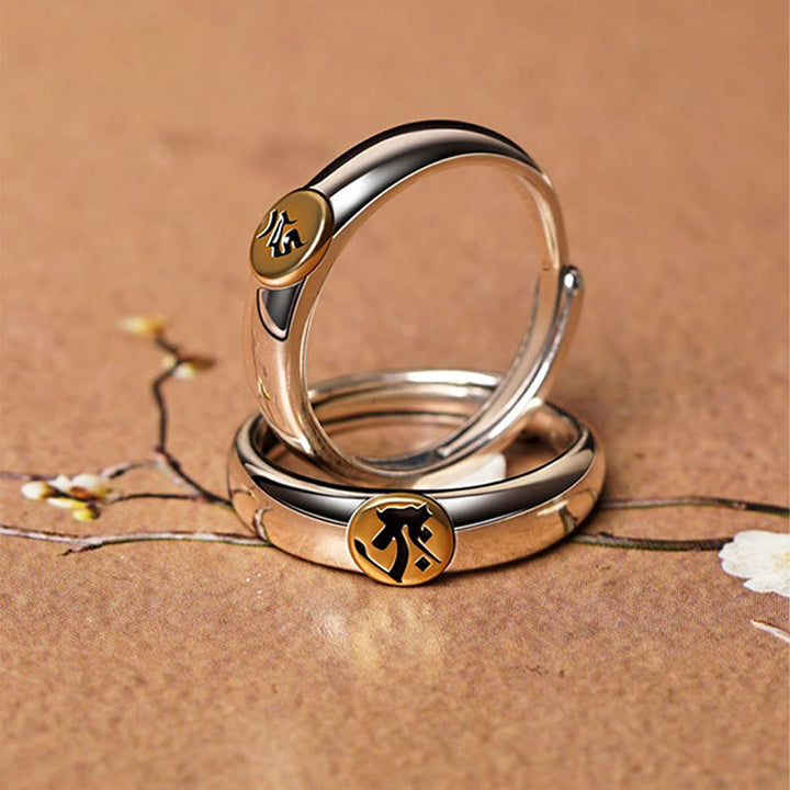 Anillo de paz de Buda Natal con Buddha Stones de Buda tibetanas Om Mani Padme Hum talladas del zodíaco chino