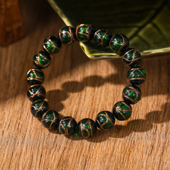 Pulsera de la riqueza de la suerte con cuentas de cristal Liuli clásicas tibetanas de Buddha Stones