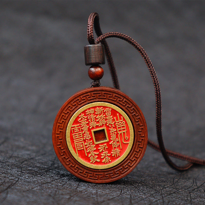 Buddha Stones, relámpago, madera de azufaifo, Yin Yang, Bagua, fantasmas de montaña, colgante de collar de protección para gastar dinero