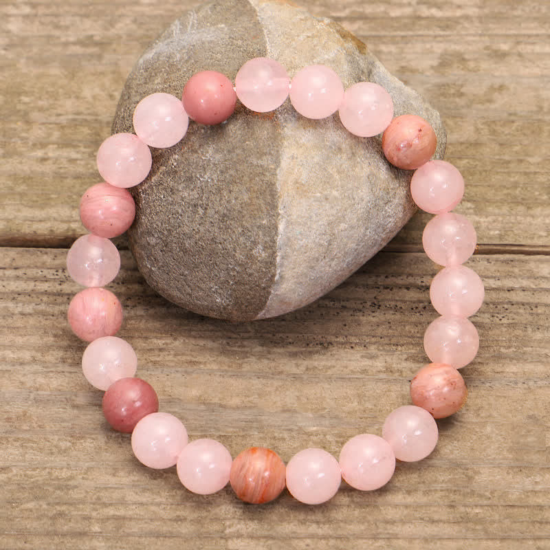 Pulsera con borlas de amor de cristal rosa de 108 cuentas Mala - image 5