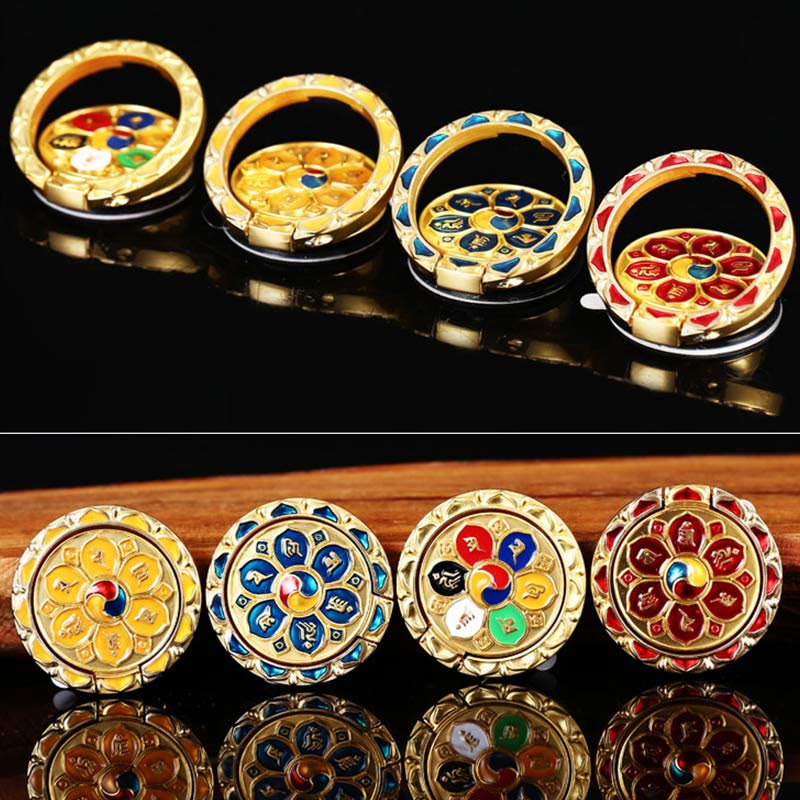 Soporte de anillo para teléfono tibetano Om Mani Padme Hum Peace, decoraciones universales para teléfono