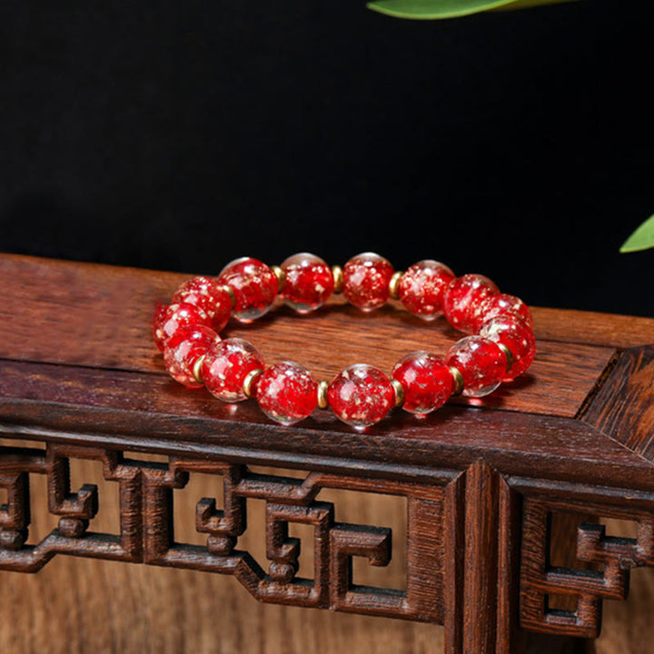 Pulsera de éxito con cuentas de cristal Liuli fluorescentes luminosas con abalorio familiar de bestia tragadora de oro con Buddha Stones